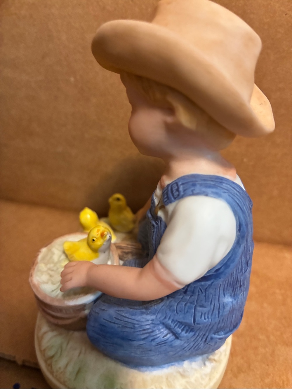 Denim Days Porcelain Boy Danny Figurine with Yellow Chicks Vintage 1985 - Picture 2 of 8